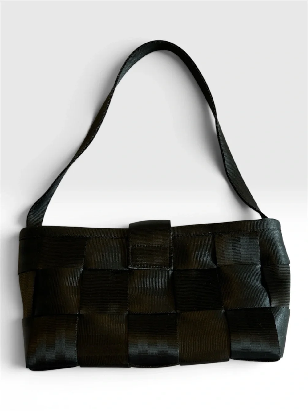 ◼️ Harveys The Original Seatbelt Bag - Black Woven Baguette Shoulder Bag - EUC